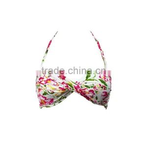 Wholesale Flower Sublimation Printed Slim Fit Bikinis Woman Swimwear thumbnail-2