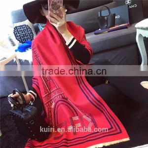 Scarf Brand Women Cashmere Shawl Pink Sailboat Printed Winter Warm Ladies Femme Female Pashmina Design Silk Cape thumbnail-4