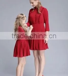 Ruffle Chiffon Fabric Mother Daughter Dresses Latest Frock Designs ForTeenage Girls thumbnail-1