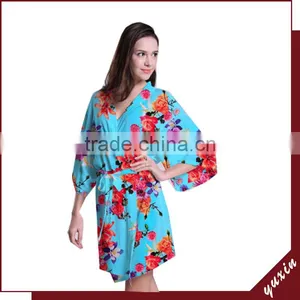 Floral Robes Breathable Long Satin Sleeping Gown Night Dress KL005 thumbnail-1