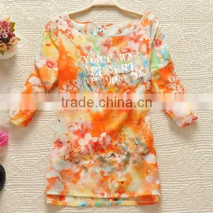 Simple Style Chiffin Wihte V Neck no Collar 7 Sleeve Women Casual Bouse thumbnail-1