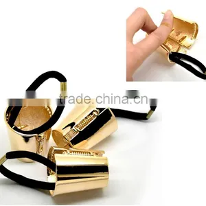 High Quality Accessories 1PC Gold Plated Alloy Circle Ring Hair Band Cuff Wrap Ponytail Holder thumbnail-3