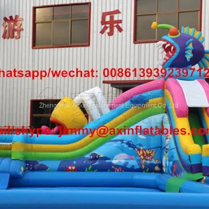0.55MM Plato PVC Outdoor Inflatable Piranha Slide,Land Commercial Inflatable Water Park For Children Fun thumbnail-4