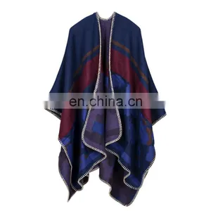 Madam Leopard Print Cashmere Scarf Triangle Needle Hem Multifunctional Cloak thumbnail-4