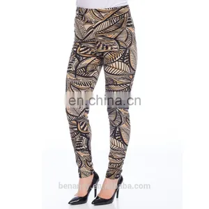 High Quality Custom Made Jogging Pants Retro Leaves Print Legging thumbnail-1
