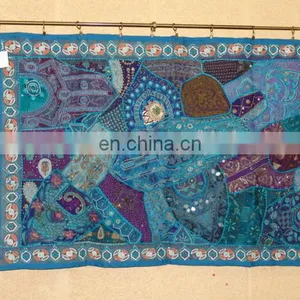 Designer Silk Cotton Old Sari Patchwork Wall Hangings and Tapestries thumbnail-6
