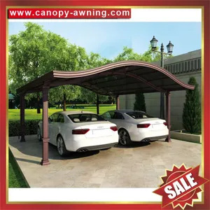 Outdoor Villa Alu Aluminium Aluminum Alloy Metal PC Polycarbonate Double Parking Carports Car Port Shelter Canopy Awning Cover Suppliers thumbnail-3