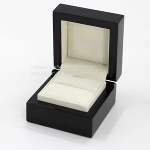 Piano Painted Wooden Ring Jewelry Box Small Black Wood Ring Box With Hidden Hinges thumbnail-1
