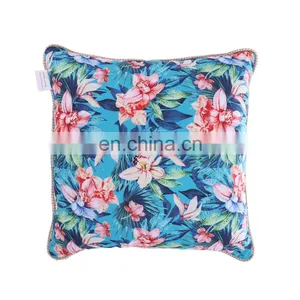 Decorative Double Sides Blue Floral Flowers Printed Outdoor Cushions for Garden thumbnail-2