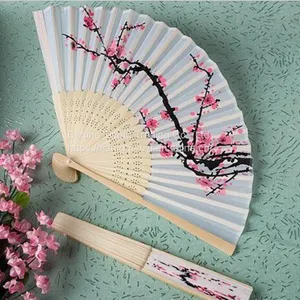 Chinese Feng Shui Painting Plum Blossom Silk Fan Chinese Classical Folding Fan Wedding Folding Fan Single Cloth Fan Japanese Fan Gift Wholesale thumbnail-5