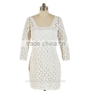 100% Cotton Crochet Ladies Dress With Lining thumbnail-1