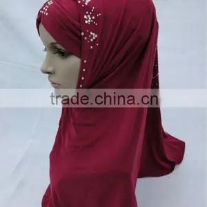 A455 FASHION TWO PIECES HIJAB;MUSLIM TURBAN WITH Czech Rhinstone thumbnail-1
