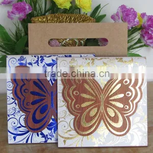 2016 Most Popular Design Beautiful Butterfly Wooden Wedding Cards With Handbag thumbnail-1