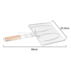 Wholesale BBQ Tool Set Barbecue Accessories Stainless Steel Removable BBQ Charcoal Grill Basket BBQ Vegetable Mesh thumbnail-5