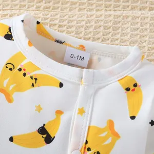 3pcs Newborn Baby's Cartoon Fruit Pattern Onesie, Comfy Casual Long Sleeve Romper, Toddler & Infant Girl's Bodysuit thumbnail-3