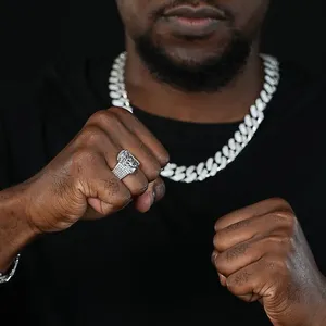 Shining Star Jewelry 925 Sterling Silver Mens Moissanite Hip Hop Jesus Ring thumbnail-1