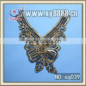 Wholesale Sequin Butterfly Applique Lace Collar Neck Trimmings thumbnail-1