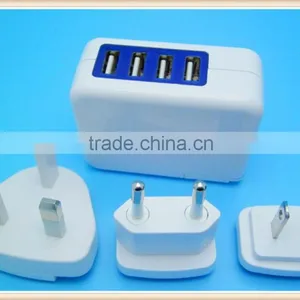 Travel Charger 3.5/4.2A 4 Ports Wall Charger With Interchangeable Plug thumbnail-5