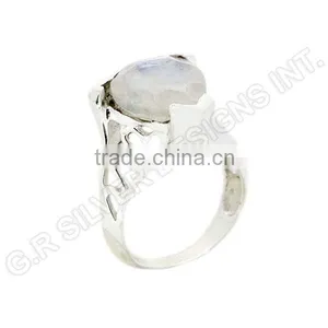 Natural Heart Rainbow Moonstone Gemstone Rings Jewelry,sterling Silver Wholesale Women Rings Jewelry thumbnail-4