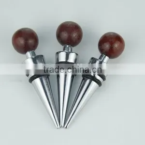 Wood Head Decoration Wine Bottle Stopper Cap Wine Metal Bottle Stopper Supplier's Choice thumbnail-3