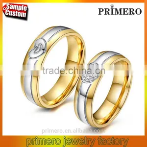 New CZ Cubic Zirconia Couple Wedding Rings 18k Gold Men and Women Jewelry thumbnail-1