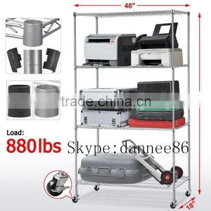 Heavy Duty Chrome Mobile Wire 4-Shelf Shelving (48"W x 18"D x 74"H) thumbnail-1