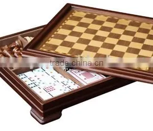 Solid Wooden Chess Game Set Table thumbnail-1