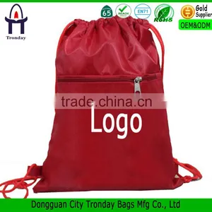 Blank Logo Canvas, Polyester Drawstring Backpack Bag With Front Pocket thumbnail-1