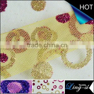 Polyester Metallic Printed Tulle Fabric for Dress and Decoration thumbnail-1