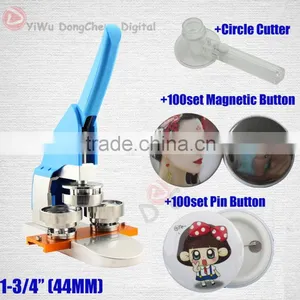 New Pro 1-3/4"44MM Badge Bouton Making Machine + Circle Cutter+Magnetic Button+pin Button 44MMbadge Package thumbnail-1