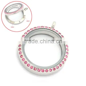 Multicolor 30mm Round Magnetic Floating Charms Locket, Stainless Steel Custom Floating Locket for Girls thumbnail-3