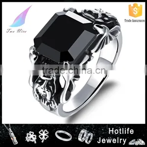 Costume Jewellry Wholesale Skull Engagement Ring for Women With Black Stone thumbnail-1