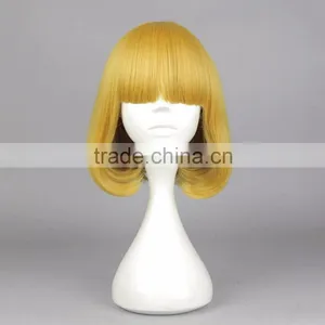 Factory WholesalePrison School Hana Midorikawa Cosplay Wig Short 35cm 14" Golden Yellow Anime Hair With Hairnets thumbnail-2
