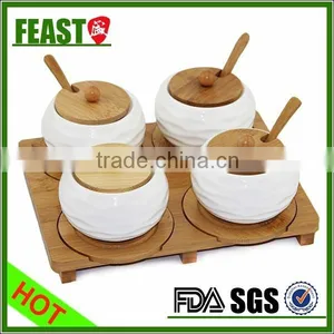 2015 Hot Selling Ceramic Pot for Spice NEW DESIGN Kitchen Ceramic Pot 4 Pcs Square Ceramic Pot Set thumbnail-1