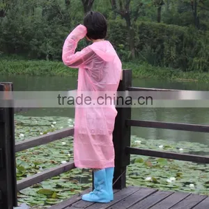 Thickened PE Dispsable Rain Ponchos Transparent Pink Disposable Rain Ponchos thumbnail-1