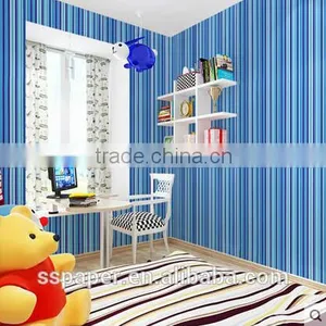 2016 Hotsale Self-adhesive Wallpaper Environmental Protection PVC Wallpaper/45cm *10m Blue Stripes Cotton Wallpaper Quality Choice thumbnail-1