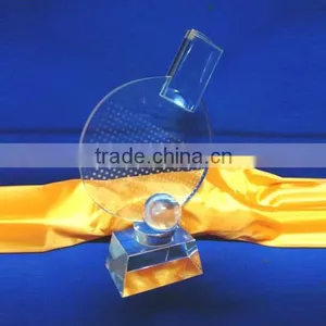 Hot Sale Cheap Crystal Glass Cricket Trophies Plaque for Sports Souvenir thumbnail-1