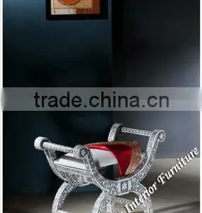 Roman Stool-Grey Mother of Pearl Inlay thumbnail-1