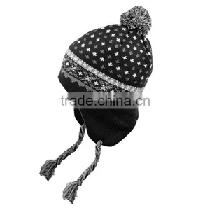 Custom Fold up Fashion Winter Earflap and Tassel Baby Knitted Cap thumbnail-3