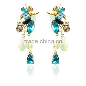Kingman Fashion 18k Gold Ear Tops Designs With Crystal and Pearl thumbnail-1