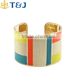 >>>4 Colors Fashion Cuff Bracelets Bangles Exaggerated Gold Color With Colorful Enamel Bracelets New 2015/ thumbnail-1
