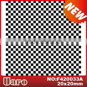 Traditional Checker Glass Black and White Mosaic Tile thumbnail-1