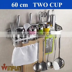 60cm Double Cup Stainless Steel Kitchen Wall Mounted Corner Shelf Quality Choice thumbnail-1