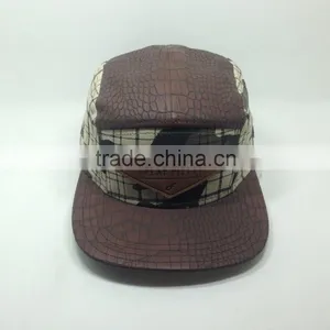 2016Custom Fashion 5 Panel Funny Plain Cowhide Snapback Cap thumbnail-1