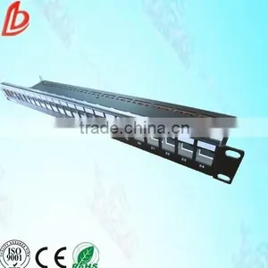 1U UTP RJ-45 Patch Panel Classic Black Black Aluminium For 24 K6/K5e Jacks thumbnail-1