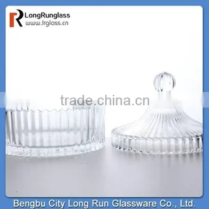 LongRun 16cm Round Bottom Vertical Stripes Covered Glass Candy Dish thumbnail-2
