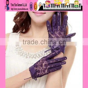 Stylish Girls Sexy Lace Gloves Purple Black Leather Sexy Lace Gloves thumbnail-1