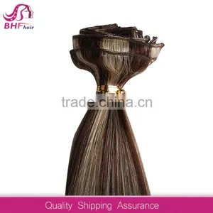 Clip In Remy Human Hair Extensions Browm Blonde Mix For White Women thumbnail-4