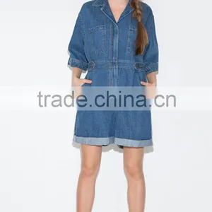 Women's Jeans Jumpsuits Short Sleeve With Chest Pocket Jumpsuits Rompers thumbnail-5