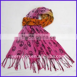 Fashion Peace Symbol Printed Long Costume Scarf / Shawl(FCH-11286-3) thumbnail-1